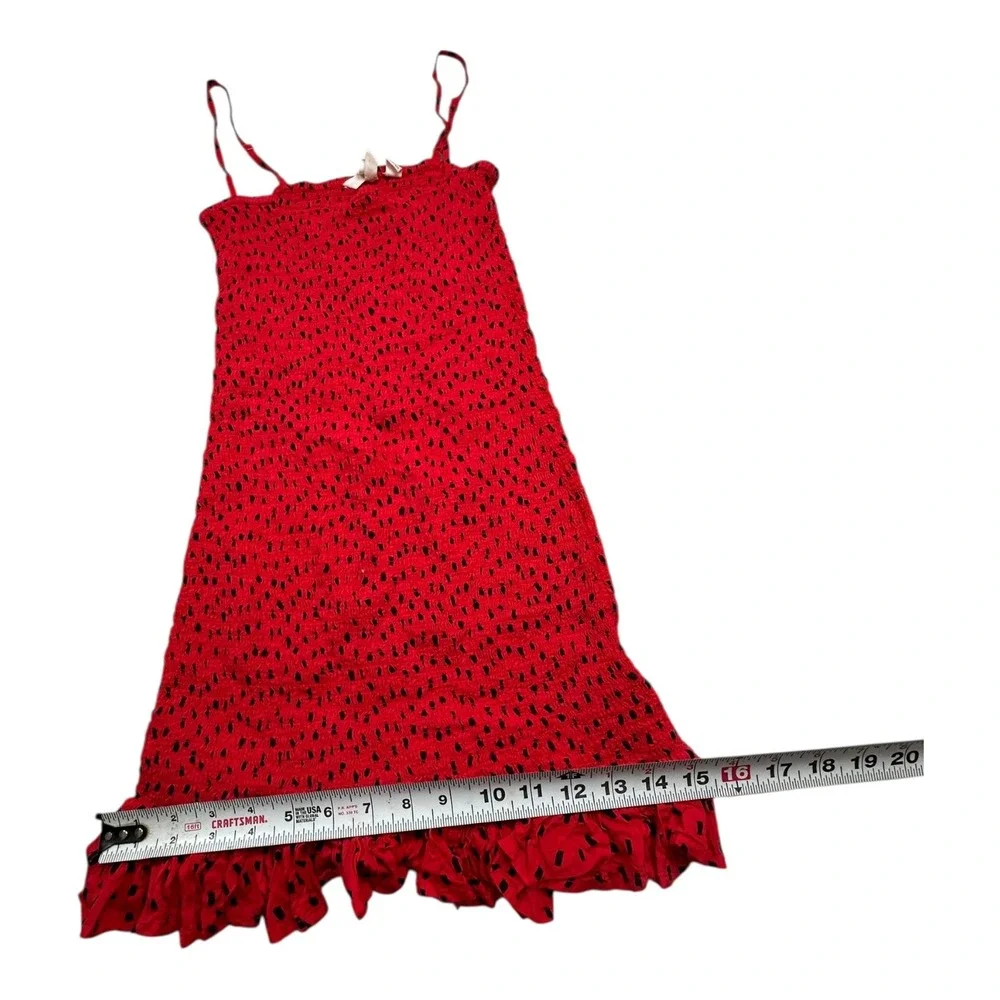 Billabong‎ Sincerely Jules Red Smocked Sundress Ruffle Hem Mini Size S